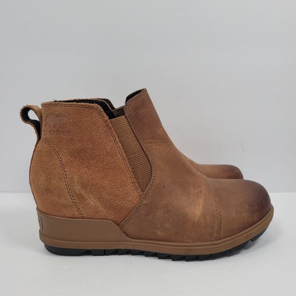 Sorel Evie Women's Pull On Wedge Ankle Boots Brown NL3816-242 US Size 7 - Picture 1 of 8